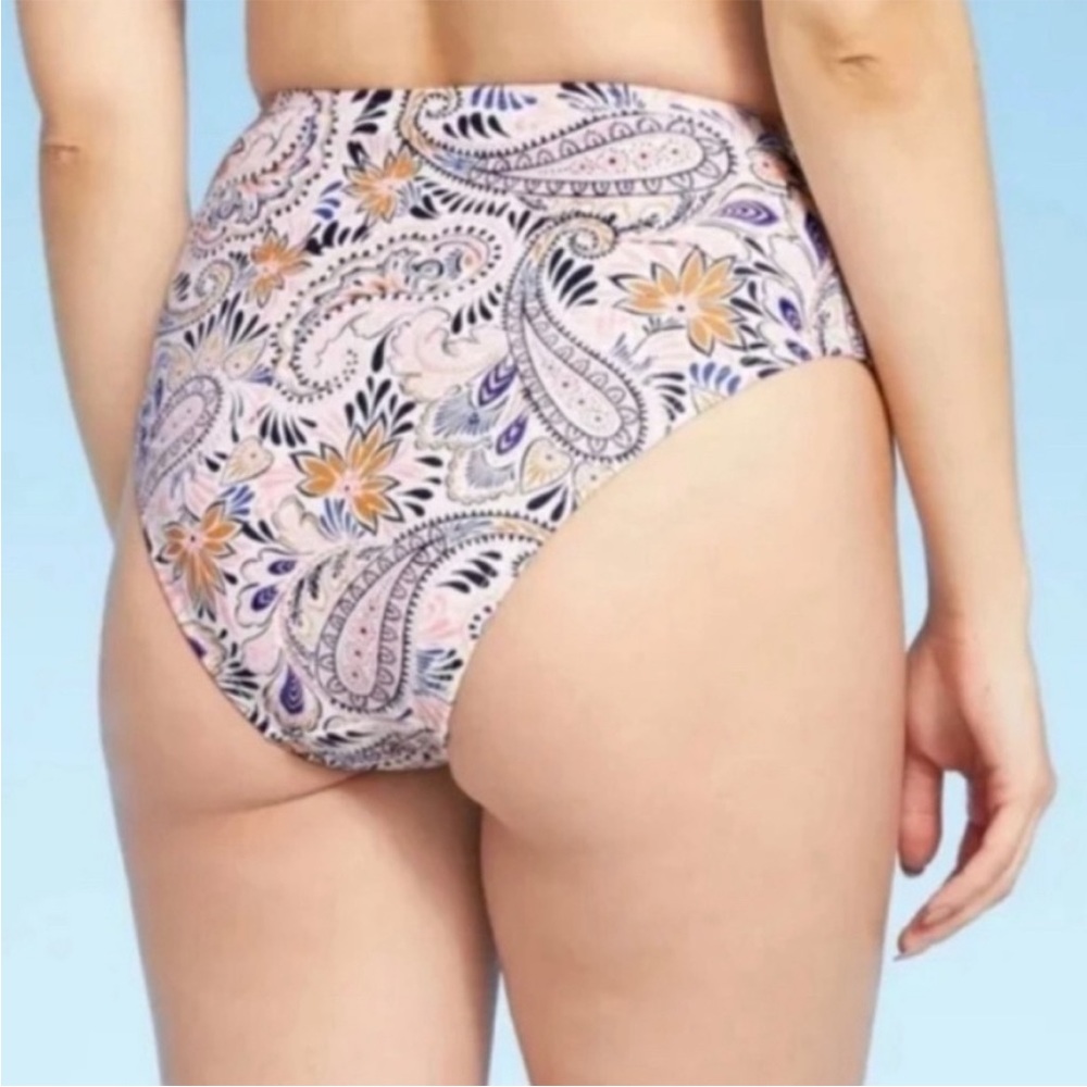 Kona Sol High Rise Paisley Print Bikini Bottoms